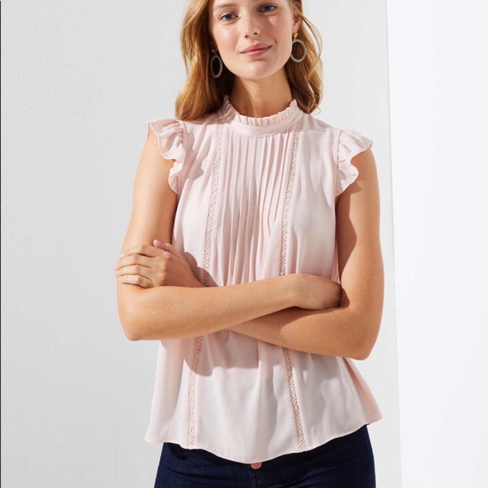 🚫SOLD🚫 NWT Loft pintucked mixed media blouse top